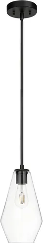Vista 2 de XiNBEi Lighting Iluminación colgante de cristal, moderna lámpara colgante de cocina de 1 luz, lámpara colgante ajustable negra XB-P1228-MB