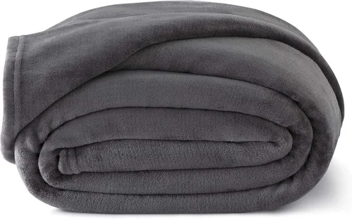 Vista 2 de Linenspa Manta de forro polar de franela, súper suave, transpirable, lavable a máquina, poliéster, varios colores disponibles, gris, manta