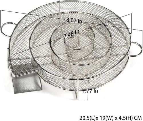 Vista 4 de Realcook - Generador de humo frío de 8 pulgadas, fumar en cualquier parrilla/ahumador de 7 a 8 horas Stainless Steel Cold Smoker Tray Generator