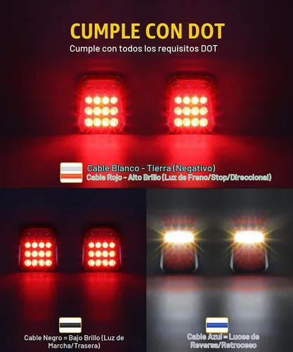 Vista 3 de Partsam 2 luces universales de 16 LED de parada trasera, señal de giro de reserva de freno inverso, luces de marcador de liquidación rojo/blanco