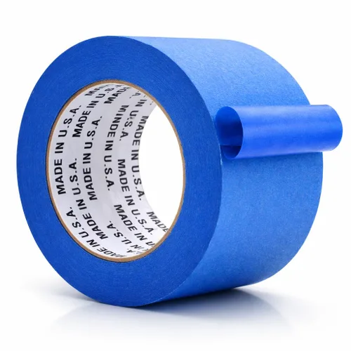 Vista 12 de Cinta adhesiva de pintor azul fabricada en Estados Unidos, 1 pulgada x 60 yardas, cinta adhesiva gruesa y ancha para pintura segura de paredes