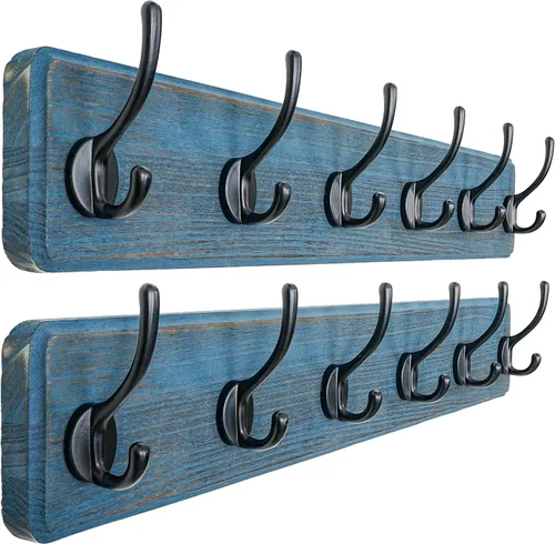 Vista 41 de Dseap Perchero de Pared: Moderno, Patentado, Resistente, 17.4" de Largo, Riel Colgador de Madera con 5 Ganchos Dobles para Abrigos de Invierno, Negro