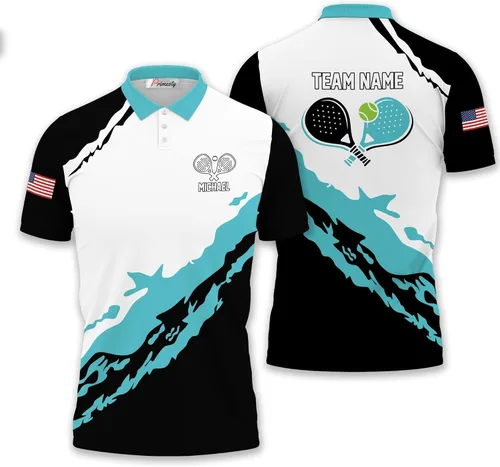 Vista 6 de Camisa de tenis de pádel personalizada, regalo de camiseta de tenis de pádel personalizada, polo de tenis de pádel para hombres y mujeres