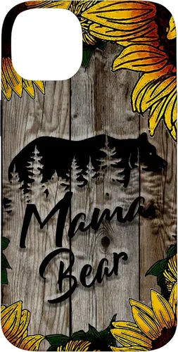 Vista 15 de Funda de regalo para el día de la madre con diseño de girasol de madera rústica para iPhone 16 Mama Bear