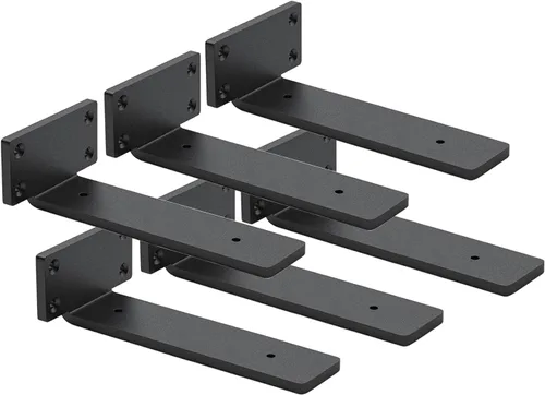 Vista 8 de Paquete de 4 soportes de estante flotantes de 4 pulgadas, soporte de estante oculto de 1/5 pulgadas de grosor, soportes de metal de hierro