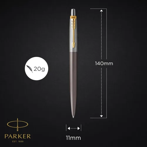 Vista 3 de PARKER Jotter XL - Bolígrafo de punta media, color gris, con bordes dorados, recambio de tinta azul, caja de regalo, regalo perfecto de graduación