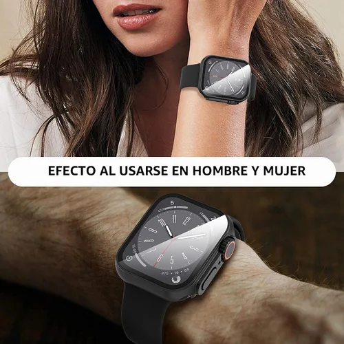 Vista 4 de Suoman para Apple Watch Protector de Pantalla de Vidrio Templado de 40 mm, [Aspecto Ultra] Funda Protectora Dura de PC para Todo el Contorno