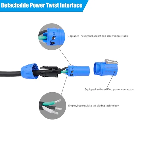 Vista 5 de Toronce SAC3FCA a SAC3FCB PowerCon AC 14 AWG de alimentación para haz de pantalla LED, cabeza móvil, cable de extensión de luz Speakon (3 pies)