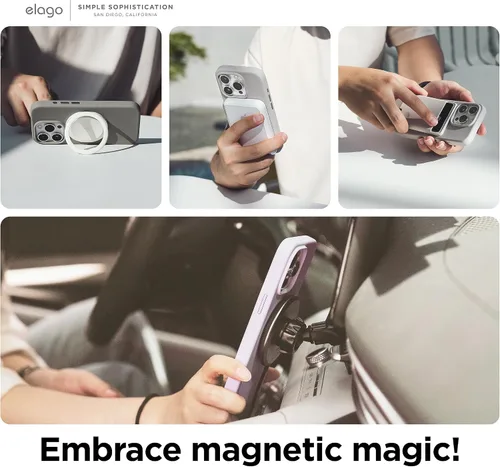 Vista 3 de elago - Carcasa magnética de silicona para iPhone 15, color negro Compatible con MagSafe, imanes integrados, silicona de agarre suave, a prueba