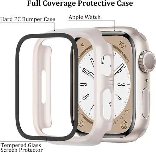 Vista 10 de 6-Pack Case with Screen Protector for Apple Watch SE3/SE2/SE/6/5/4 44mm Negro/Transparente/Rosa/Blanco/Starlight/Oro Rosa