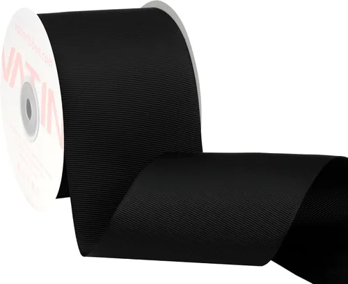Vista 114 de VATIN Cinta de Grogrén Negra, 1-1/2" x 50 Yardas Continuas, Cinta de Grogrén de Poliéster Negra, Usar para Lazos de Bricolaje, Accesorios