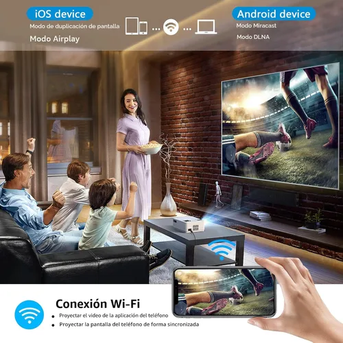 Vista 4 de Proyector Native 1080P con WiFi 6 y Bluetooth bidireccional, proyector de video Full HD para películas al aire libre, proyector de pantalla de 300