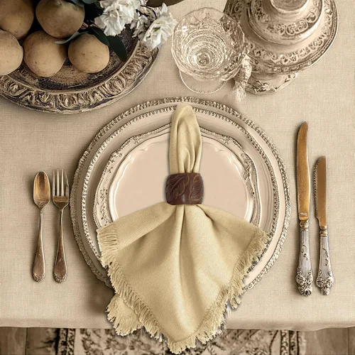 Vista 6 de COTTON CRAFT Servilletas de tela con borde de flecos - Juego de 12 servilletas suaves de algodón puro - Servilletas reutilizables para almuerzo