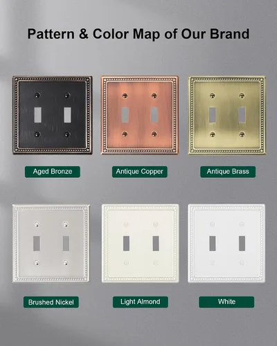 Vista 8 de Paquete de 2 cubiertas de placa de interruptor de luz de doble palanca, cubiertas decorativas de placa de doble interruptor Pearls, placa de pared