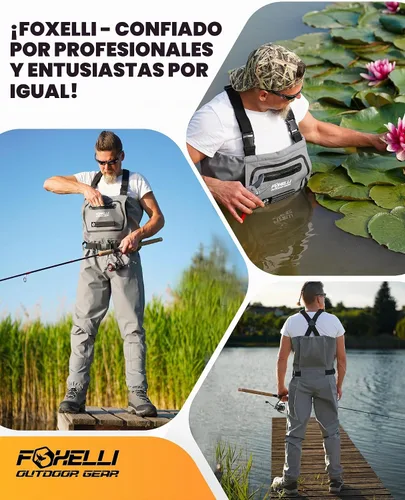 Vista 6 de Foxelli Vadeadores transpirables - Vadeadores de pesca con mosca para hombres y mujeres