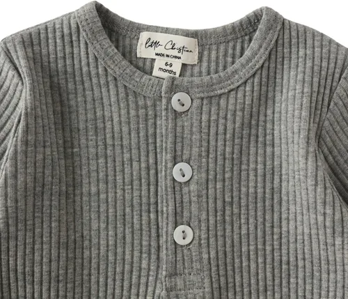 Vista 3 de Little Christian Conjunto de camiseta y pantalón de algodón orgánico para bebé