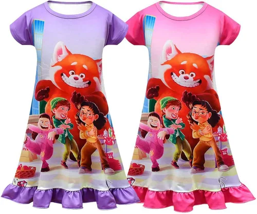 Vista 5 de Ubeufun Panda Graphics Summer Dress for Girls Fashion Cartoon Swingdress