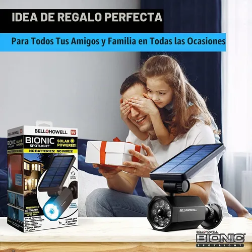 Vista 9 de Bell+Howell Bionic Spotlight - Luces solares LED originales para exteriores con sensor de movimiento, luces solares súper brillantes