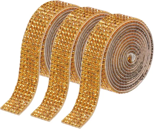 Vista 12 de MECCANIXITY 3 rollos de cinta de diamantes de imitación autoadhesiva de 3 yardas y 0.315 in para proyectos de artes y manualidades, pasteles de Beige