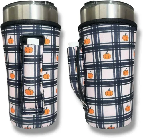 Vista 12 de Drink Handlers - Soporte para vaso de 20 a 27 onzas, funda de neopreno para café y té con asa, funda aislada y soporte para bebidas resistente al