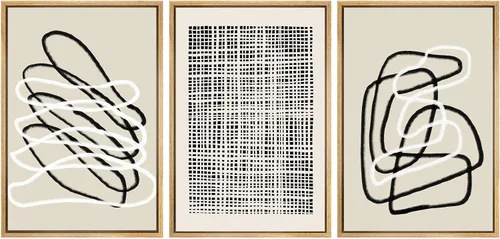 Vista 490 de SIGNWIN Lienzo enmarcado para pared, juego de arte neutro de bosque brumoso, ilustraciones en tono tierra, arte moderno, decorativo, bohemio