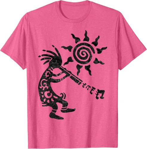 Vista 33 de Native American Kokopelli Musican With Flute 2 - Camiseta divertida para fanáticos, Blanco, S