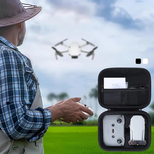 Vista 9 de Funda de almacenamiento compatible con accesorios DJI Mini 4K Dron, con protectores de hélice y cubierta de palanca de control (negro)