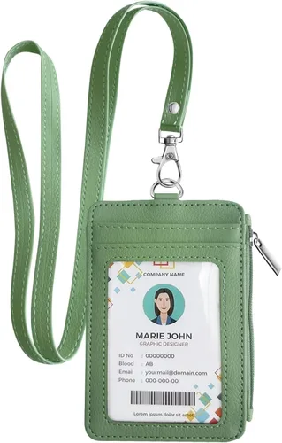 Vista 22 de Bolimoss Porta credenciales y chaleco con tarjetero 2 en 1, soportes para tarjetas de crédito con cordón de cuello desmontable, cartera de cuero