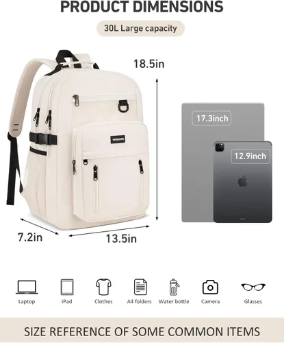 Vista 3 de Mochila escolar WINDARS para niñas y niños, linda mochila estética universitaria de 17.3 pulgadas para portátil, mochilas grandes casuales