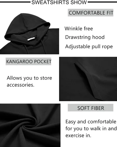 Vista 4 de COOFANDY Conjunto deportivo de 2 piezas de manga larga para hombre, conjunto casual con capucha