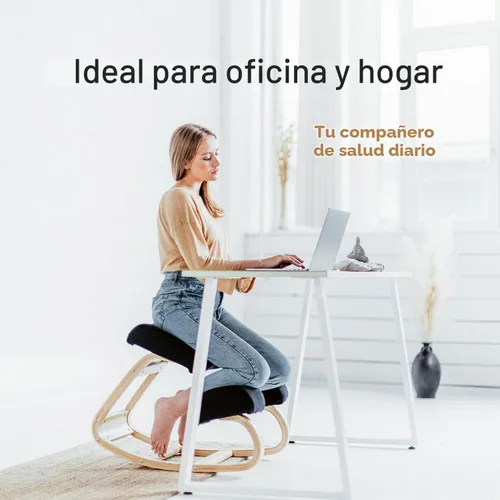 Vista 5 de Silla ergonómica de rodillas con acolchado extra, soporte de postura, cómoda silla de escritorio, taburete mecedor en ángulo y asiento