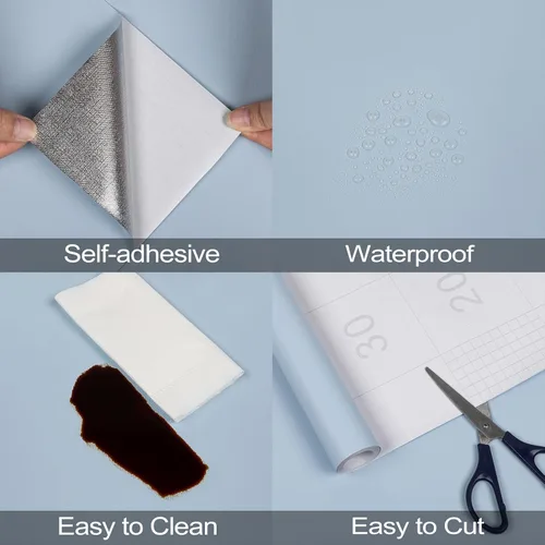 Vista 2 de Abyssaly Papel Tapiz Azul Papel Tapiz Azul Despegar y Pegar Papel Tapiz Removible Decorativo Despegar y Pegar Papel de Pared Autoadhesivo Papel
