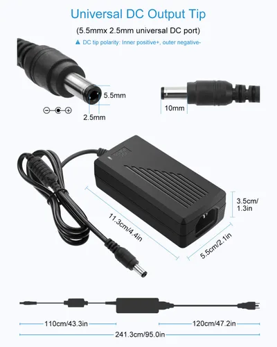 Vista 3 de ALITOVE Fuente de alimentación de 12 V, 5 A, 12 voltios, CC, 60 W, adaptador de corriente de 100 ~ 240 V CA a CC 12 V, convertidor de 5 amperios 4A