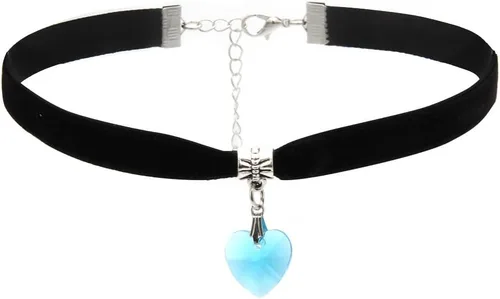 Vista 2 de LOYJOY - Collar con dije de corazón de diamantes de imitación cadena ajustable cadena de terciopelo para clavícula moda elegante gargantilla