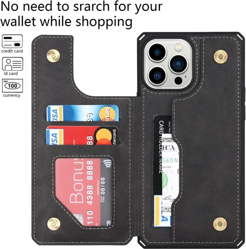 Vista 3 de Cavor Funda para iPhone 11 Pro Max con tarjetero y tarjetero, funda tipo cartera con tarjetero para tarjetas de crédito para iPhone11ProMax, funda
