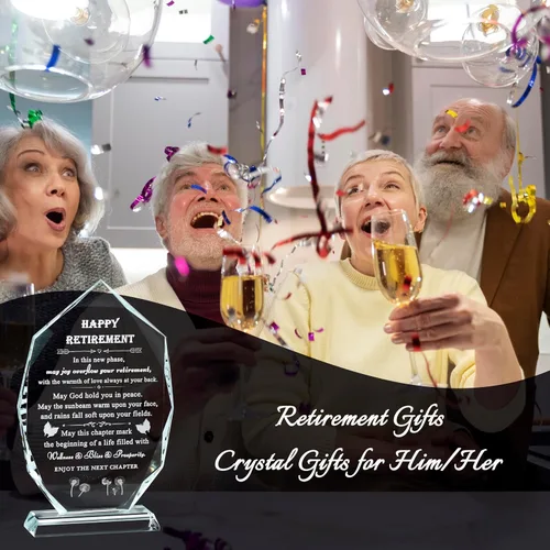 Vista 4 de Regalos de jubilación Qianwei para mujeres y hombres 2025 para compañeros de trabajo - Regalo de despedida en 3D de cristal para compañeros