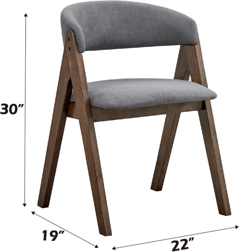 Vista 3 de Acme Keiki - Silla auxiliar de madera y tela en nogal y gris (juego de 2)