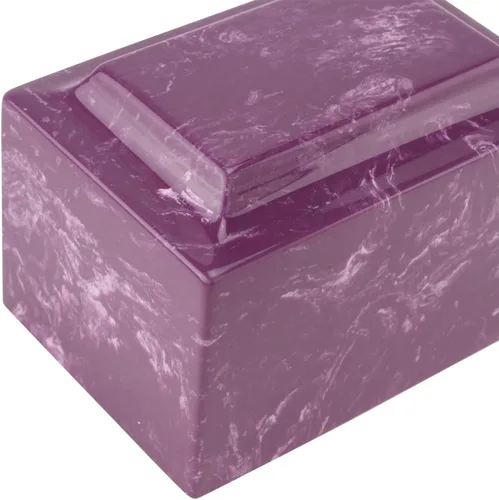 Vista 5 de Urna de cremación clásica de mármol cultivado de amatista para cenizas, morado, urna de cremación de tamaño adulto para cenizas humanas, entierro
