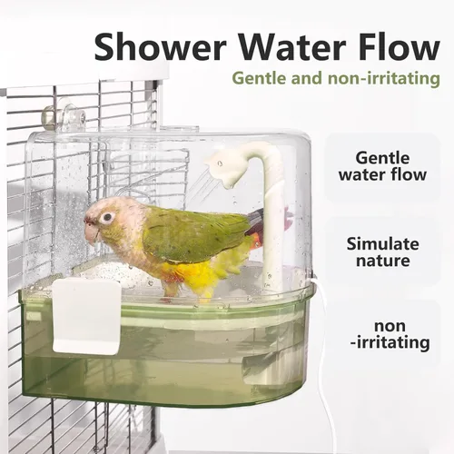 Vista 4 de Baños automáticos para pájaros para jaula – Baño de periquito interior con bomba, ducha de pájaros con 2 modos de agua corriente, accesorio de jaula