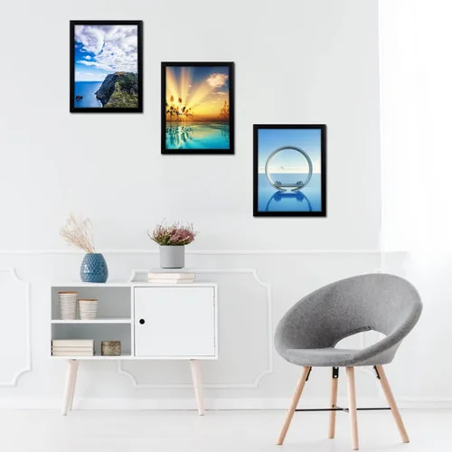 Vista 6 de MENNTHUI Marco de fotos negro de 9 x 12 pulgadas, montaje en mesa y pared horizontal o verticalmente, decoración para fotos, pinturas, carteles