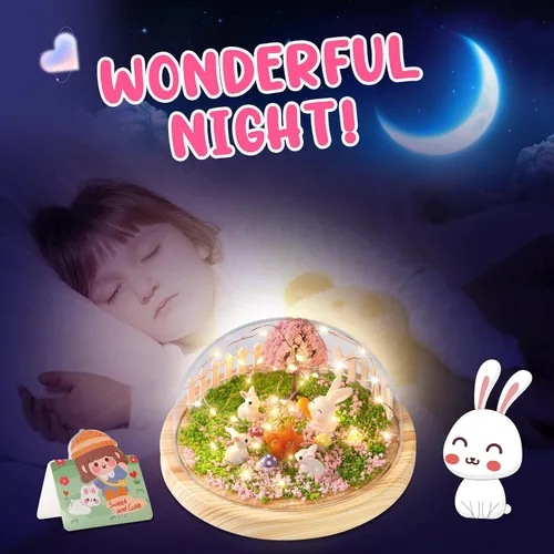 Vista 6 de Haz tu propia luz nocturna, kits de bricolaje de conejo, juguetes de conejo para niños de 4 a 8 años, proyecto de lámpara de arte y manualidades