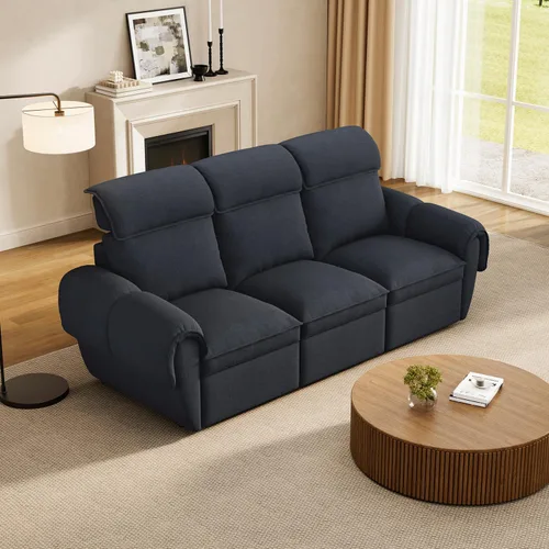 Vista 13 de ALIVING Sofá modular seccional, sofá reclinable de 3 plazas para sala de estar, blanco roto Blanco hueso