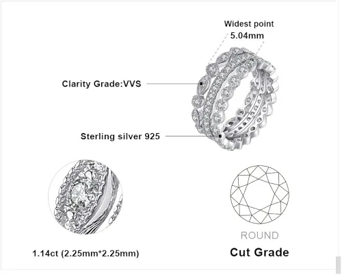 Vista 2 de JewelryPalace Anillos de plata de ley 925 chapados en oro de 14 quilates para mujer anillos de promesa de circonita cúbica para ella anillos de boda