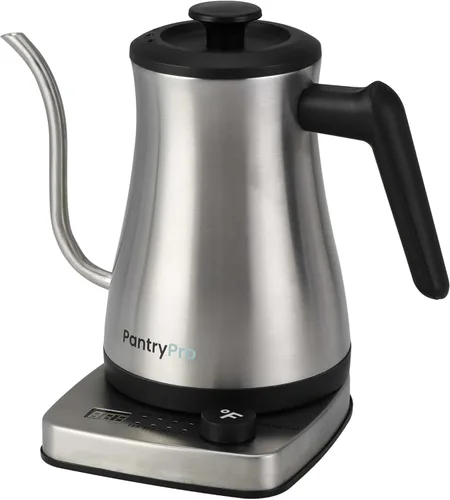 Vista 8 de PantryPro Hervidor eléctrico de cuello de cisne con control de temperatura, hervidor rápido de 34 oz/1.0L, interior de acero inoxidable, apagado