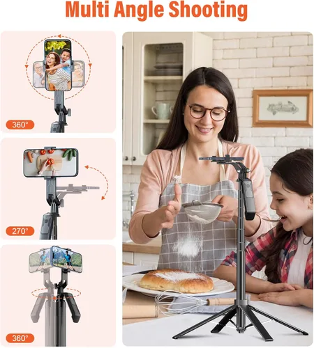 Vista 13 de Trípode para teléfono Selfie Stick - Soporte para teléfono celular de 71 pulgadas de alto con control remoto inalámbrico desmontable y 2 luces LED