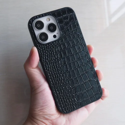 Vista 7 de Funda para iPhone 11 para mujer, funda de piel sintética de cocodrilo de piel de charol, moda clásica para iPhone11 de 6.1 pulgadas, color negro