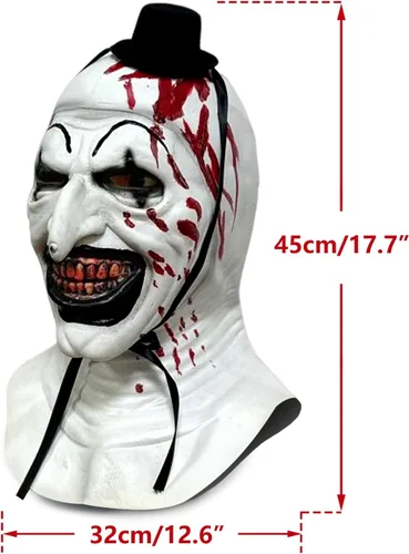 Vista 7 de Terrifier Art the Clown Mask Scary Bloody Halloween Cosplay Mask Killer Joker Masquerade Costume Props para adultos