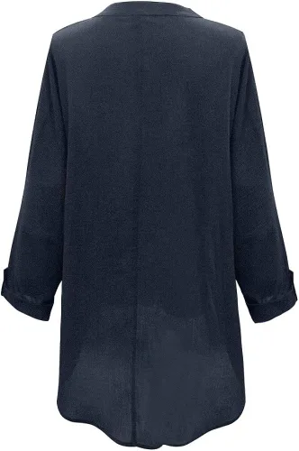 Vista 4 de Blusas de talla grande para mujer, con estampado de diente de león, de algodón y lino, transpirable, con cuello en V, informal, túnica