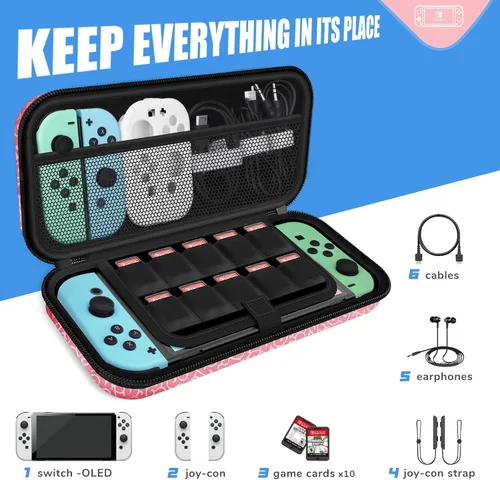 Vista 6 de homicozy Carrying Case for Nintendo Switch and Switch OLED Console,Hard Travel Case Shell Pouch for Nintendo Switch Console & Accessories,Protective