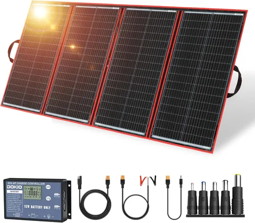 Vista 13 de Dokio XX panel solar monocristalino, plegable, de 12 voltios